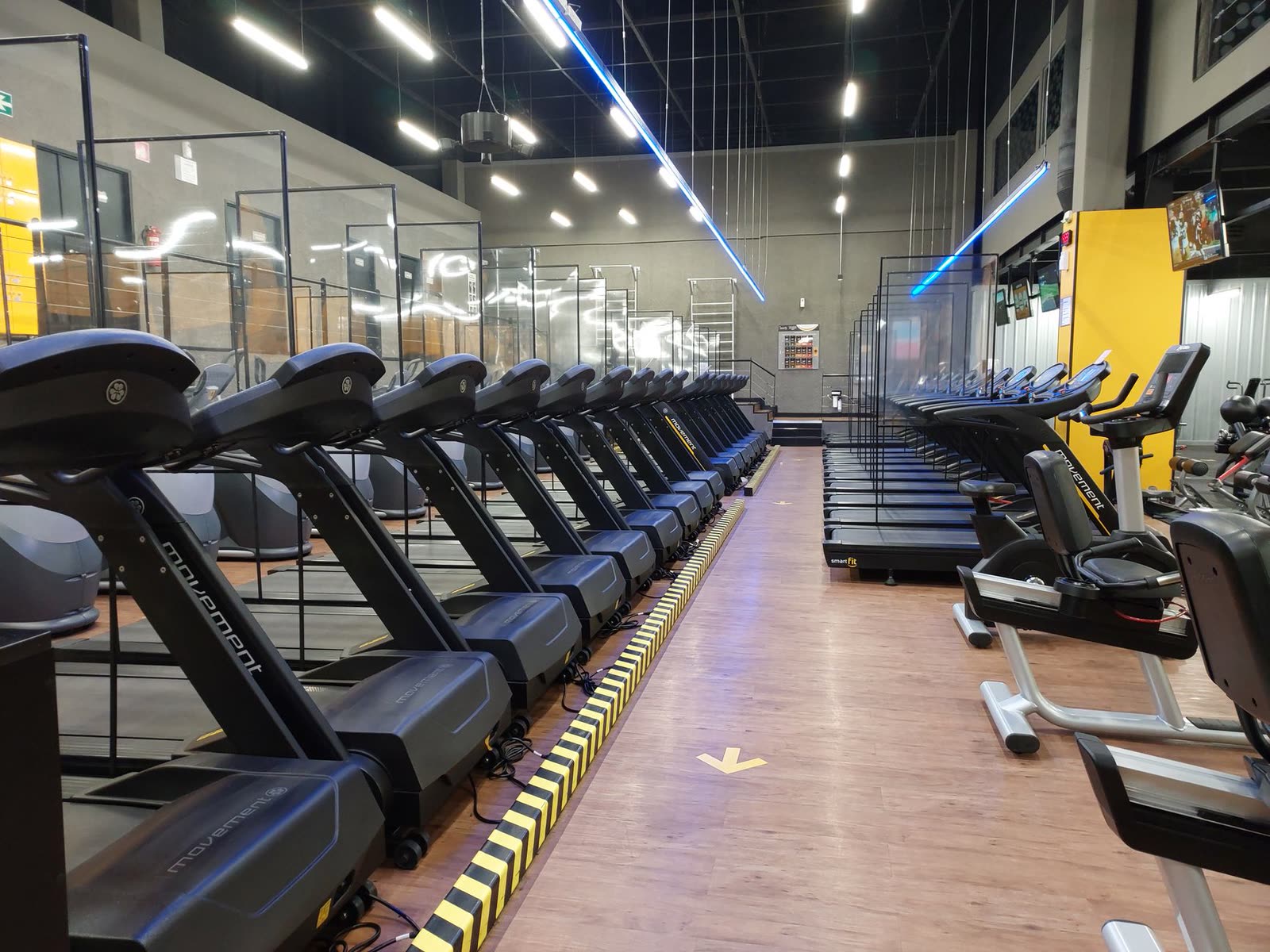 Close-up of loaded barbell and weight plates on the Iron Vela training floor