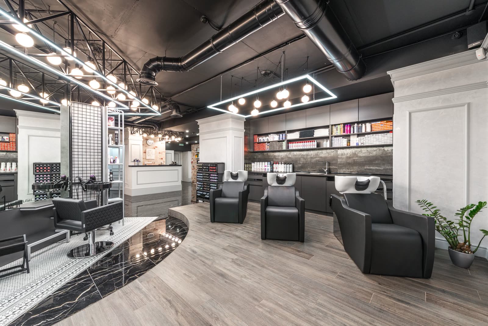Interior of Studio Vela Salon with modern styling stations