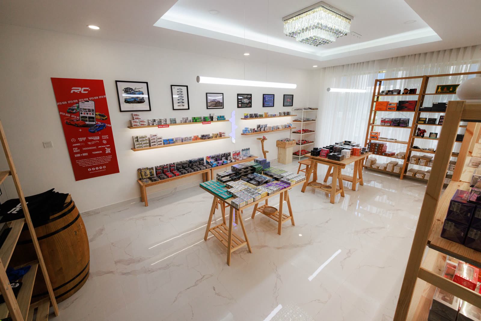 Interior of a vape and tobacco retail store with shelves of devices and e-liquid bottles